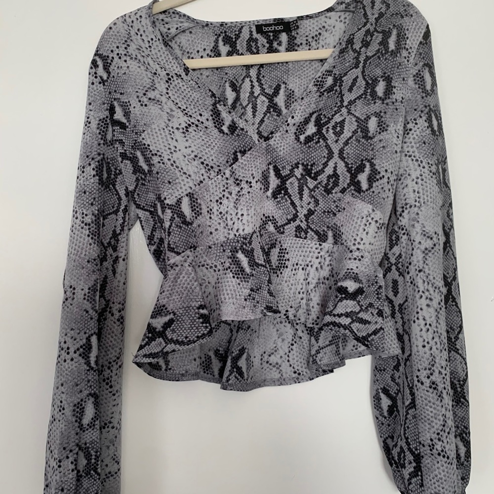 Grey snakeskin blouse